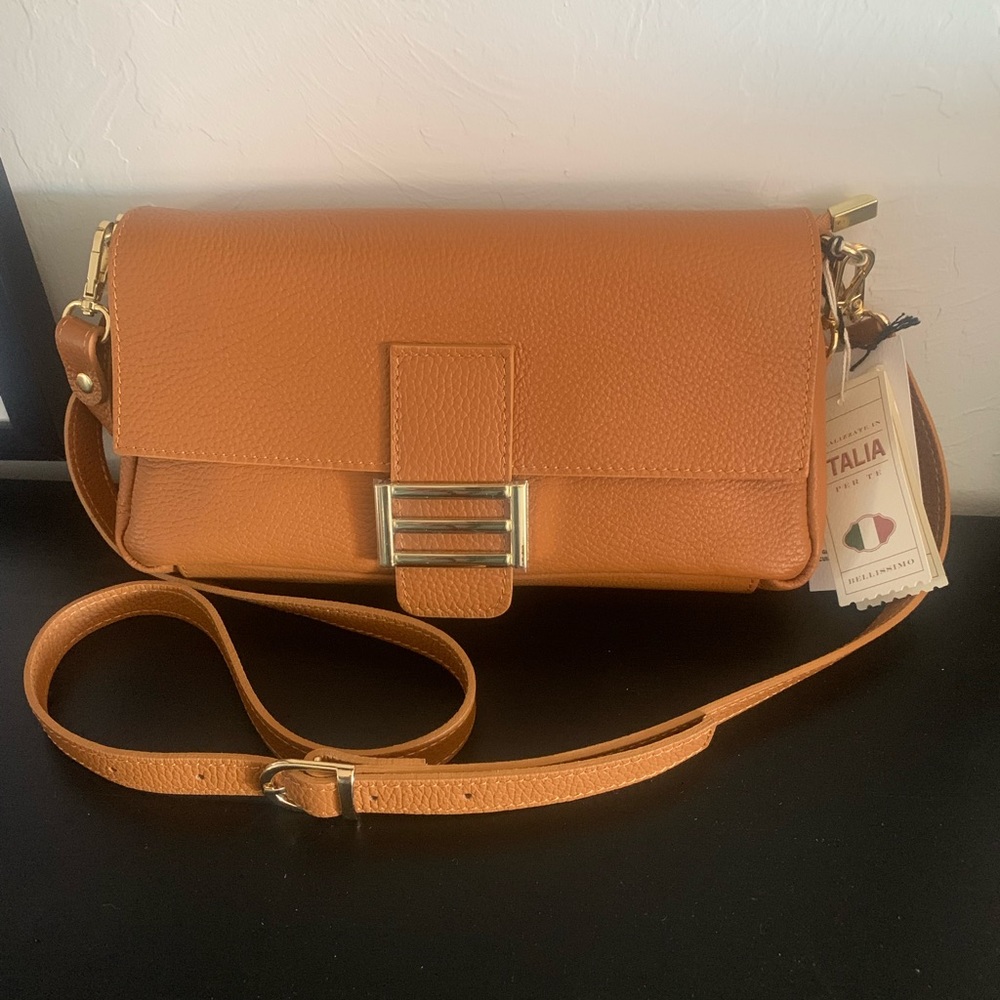 Talia Crossbody Bag in Tan Leather